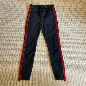 Zara Woman Black Jeans with Red Stripe